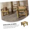 MAGICLULU Old-Fashioned Stool for Home Vintage Style Chair for Bedroom Sturdy Weaving Design for Room Balcony Use Height view 4