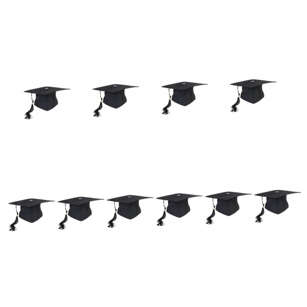 ABOOFAN 10pcs Fancy Adult Graduation Hat Black Board Adjustable Size Polyester Perfect for Parties