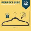 Lifemaster Velvet Non-Slip Hangers - 20 Pieces Non-Slip Coat Hanger Set with 360 Swivel Hook, Space-Saving, Sleek Design, Keep Closet Organized, Smooth Velvet Finish, Lightweight Construction - Gray view 2