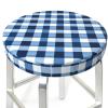 Velvet Bar Stool Covers, Blue Buffalo Check Plaid Round Seat Cover with Thin Pad, 3 Layers Round Stool Cushion Cover Washable Barstool Covers Slipcovers for 12-14" Chair Home Bar Hotel Use view 4