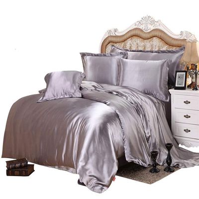 All Star Linen 1 Piece Ultra Soft Silk Like Satin 1 Piece Bedding Oversize Queen (98 x 98) Duvet Cover Set Zipper Closure Light Grey