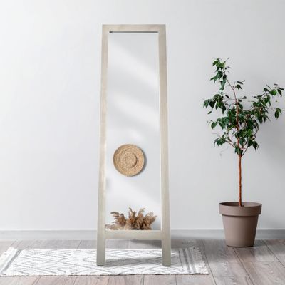 Head West Brushed Nickel Framed Full Length Standing Mirror with Easel - Freestanding Rectangular Large Mirror Ideal for Bedroom, Living Room, Closet, & Dorm - 18"x64"