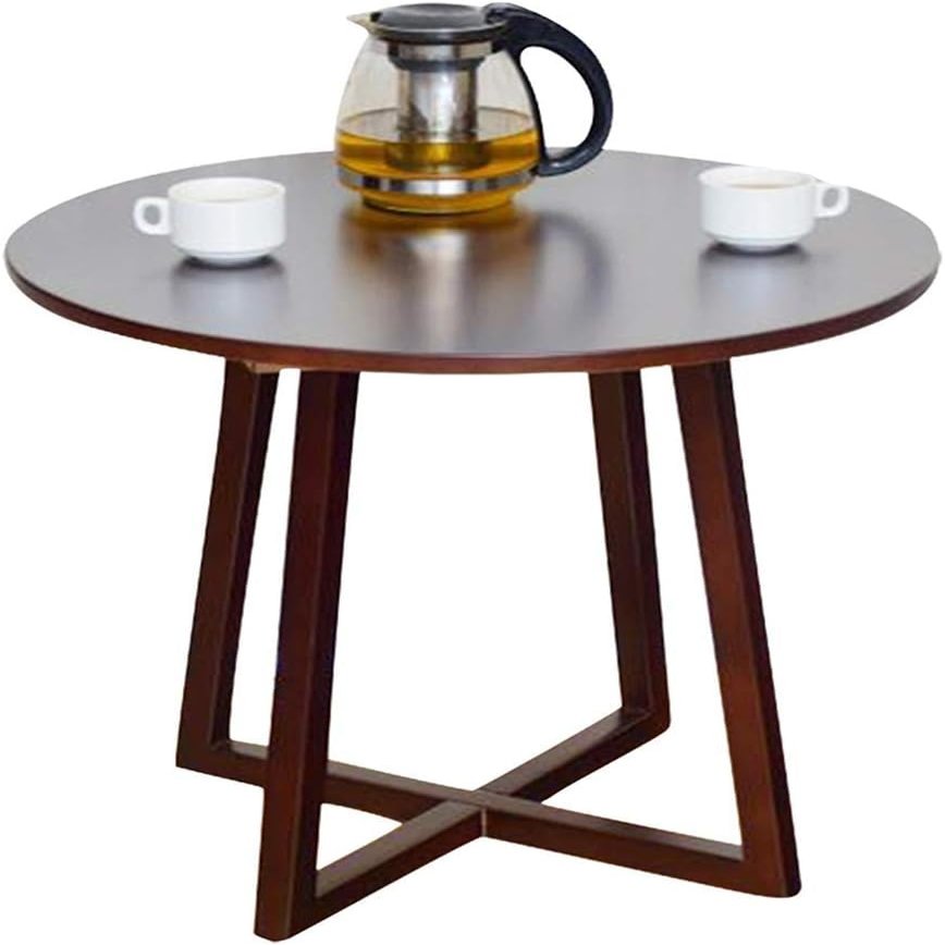 ELEFOCUS Living Room Tables Coffee Table, 60 * 60 * 53Cm Round Side Table Kitchen Dining Table Easy to Clean Pub Table(Size:60 * 60 * 53CM,Color:Brown)