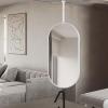 Ceiling Mounted Hanging Rod Mirror, Oval Bathroom Mirror with Metal Framed and Boom(Boom can be Customized), Decorative Wall Mounted Vanity Mirrors, White (Size : 50cmx70cm) view 1