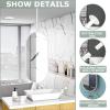 Ceiling Mounted Hanging Rod Mirror, Oval Bathroom Mirror with Metal Framed and Boom(Boom can be Customized), Decorative Wall Mounted Vanity Mirrors, White (Size : 50cmx70cm) view 3