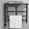 AuLYn 4 Bars Towel Warmer with Heated Top Shelf, Wall Mounted, Stainless Steel, Plug-in Electric Heated Drying Rack, Square Bathroom Rack view 3