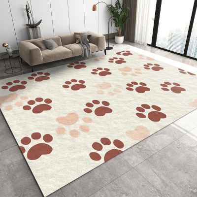 Cartoon Brown Animal Paw Print Area Rugs, Cartoon Animal Dog Paw Prints Soft Washable Carpet, Upholstery Rug with Non-Slip Backing for Kids Boys Girls Bedroom Living Room Dining Room Study 4ftx6ft