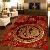Classic Golden Chinese Dragon Area Rugs, Fashion Chinese Red Peony Flowers Non-Slip Kids Rug, Upholstery Rug with Non-Slip Backing for Kids Boys Girls Bedroom Living Room Dining Room Study 2ftx3ft view 2
