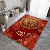 Classic Golden Chinese Dragon Area Rugs, Fashion Chinese Red Peony Flowers Non-Slip Kids Rug, Upholstery Rug with Non-Slip Backing for Kids Boys Girls Bedroom Living Room Dining Room Study 2ftx3ft view 3