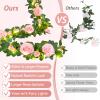 4 Pcs Flower Garland with 39.2 Ft Lights, 26.4 Ft Pink & White Floral Garland Fake Flowers for Wedding Arch Party Wall Garden Room Decor view 2