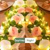 4 Pcs Flower Garland with 39.2 Ft Lights, 26.4 Ft Pink & White Floral Garland Fake Flowers for Wedding Arch Party Wall Garden Room Decor view 4