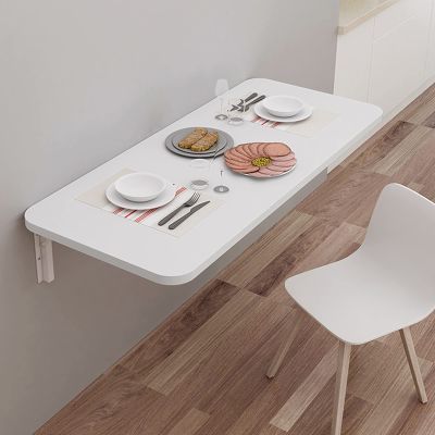 Breakfast Bar Table, Computer Workstations, Folding Wall Mounted Tables Fold-Down Wall Table Kitchen Drop Leaf Dining Table Work Table | Small Space Saving Hanging Table, White