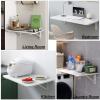 Breakfast Bar Table, Computer Workstations, Folding Wall Mounted Tables Fold-Down Wall Table Kitchen Drop Leaf Dining Table Work Table | Small Space Saving Hanging Table, White view 3