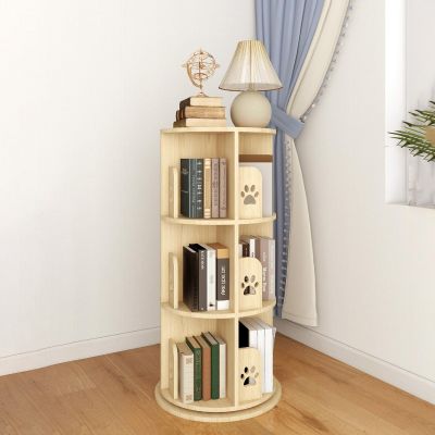 BYERZ Rotating Bookshelf, 360 Display Floor Standing Bookcase, Bedroom Bookshelf, Wood Narrow Book Shelf Organizer for Bedroom, Living Room, Study Room Rotating Book Shelf