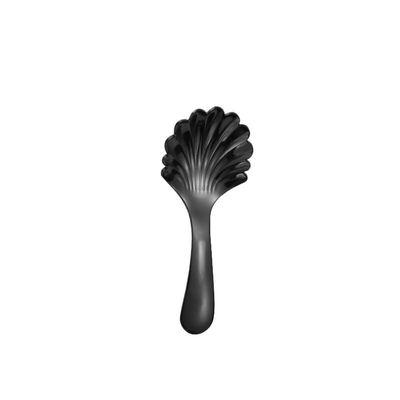 WHIERGGIN Silverware Set, 1/4/6/8 Pieces Shell 304 Stainless Steel Short Handle Spoon Creative Teaspoon Gift Small Round Spoon (Color : Black, Size : 1Pcs)