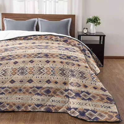 T&H XHome Quilt Full Size Luxury Quilted Comforter Bedspread-Thin Soft Cozy, Morocco Retro Geometric Texture Nordic Ethnic Reversible Stitched Lightweight Quilt Coverlet for All Season