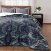 T&H XHome Quilt Twin Size Luxury Quilted Comforter Bedspread-Thin Soft Cozy, Ethnic Retro Abstract Geometric Texture Blue Reversible Stitched Lightweight Quilt Coverlet for All Season view 1