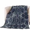 T&H XHome Quilt Twin Size Luxury Quilted Comforter Bedspread-Thin Soft Cozy, Ethnic Retro Abstract Geometric Texture Blue Reversible Stitched Lightweight Quilt Coverlet for All Season view 2