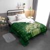 Quilt Oversized King Quilted Comforter Bedspread-Thin Soft Cozy, St. Patrick's Day Lucky Shamrock on Vase Dark Green Gradient Plaid Reversible Stitched Lightweight Quilt Coverlet for All Season view 3