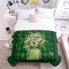 Quilt Oversized King Quilted Comforter Bedspread-Thin Soft Cozy, St. Patrick's Day Lucky Shamrock on Vase Dark Green Gradient Plaid Reversible Stitched Lightweight Quilt Coverlet for All Season view 4