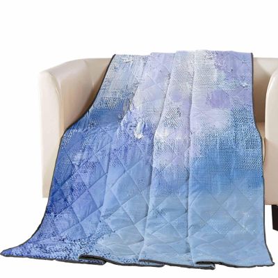 T&H XHome Quilt Full Size Luxury Quilted Comforter Bedspread-Thin Soft Cozy, Abstract Modern Ombre Blue Purple Oil Painting Reversible Stitched Lightweight Quilt Coverlet for All Season