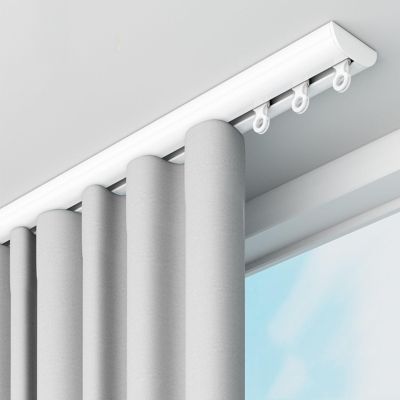 ACHZYFT Heavy Duty Curtain Track, Ceiling Mount Shower Curtain Rod Set, Aluminium Curtain Rails for Window Living Room, Bedroom, Bathroom(Size:1.5M,Color:White)