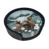 6 Pack Highland Cow Daisy Leather Coaster with Holder- Funny Cute Coasters Waterproof Non-Slip for Drinks Wooden Table Kitchen Dining Coffee Bar Decor, Round view 2