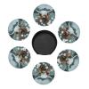 6 Pack Highland Cow Daisy Leather Coaster with Holder- Funny Cute Coasters Waterproof Non-Slip for Drinks Wooden Table Kitchen Dining Coffee Bar Decor, Round view 3