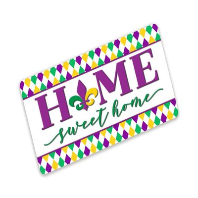 Home Sweet Home Mardi Gras Garland Metal Wreath Sign Wood Signs Home Decor 5x10 Inch
