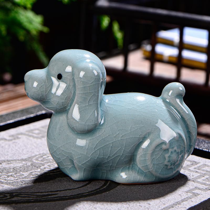 DECRZPB Ceramic Figurine Dog Porcelain Sculpture Ceramic Ornament Arts Home Decor Office Gift