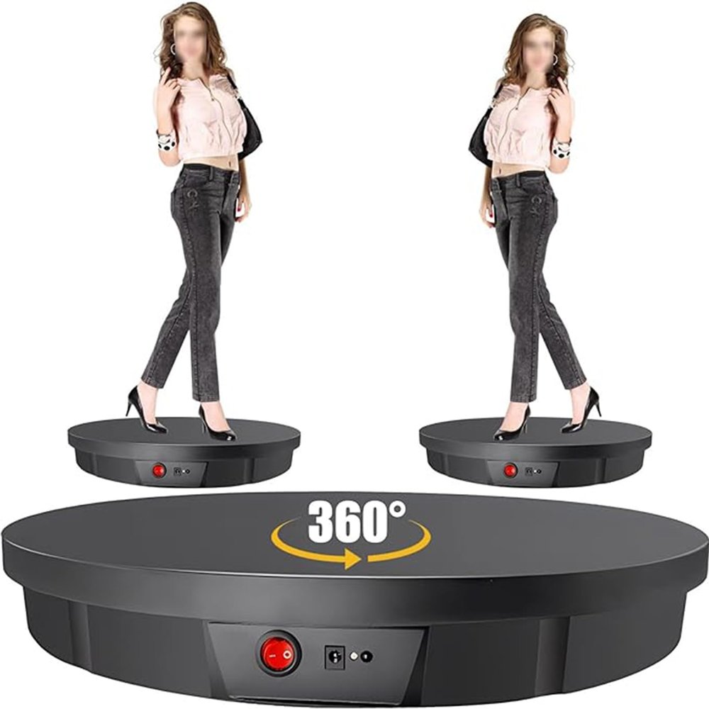 AmNooL Motorized Rotating Display Stand, 360 Degree Electric Rotating Turntable for Digital Product/Models & All Kinds of Heavy Products (Color : Black)