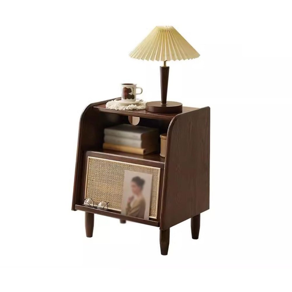 EDWAL Bedside Cabinets Small Bedroom Furniture Storage Cabinet Solid Wood Bedside Table Nordic Simple Home Bedside Storage Cabinet Nightstand, 45X36X55cm