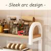 Dxcaicc 2 Tier Wooden Microwave Stand,Microwave Shelf Countertop with Hooks,Kitchen Storage Shelf for Electrical Appliances,Tableware, Condiments,A view 4