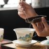 APLUSH Procelain Chinese Tea Set, Portable Gongfu Teapot Set with Tea Tray and Tea Towel,Tea Sets for Travel, Gifting, Home, Picnic, Office,D,Blue Bag view 2