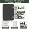 WallBeyond Bathroom Medicine Cabinet with Mirror, 16x24 Inch Gold Recessed Medicine Cabinet with Round Corner Aluminum Alloy Metal Framed. view 3