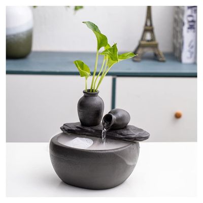 Desktop Fountain Tabletop Fountain Ceramic Tabletop Fountain Ornament Circulating Water Fountain for Indoor and Home Decoration Waterfall Fountain (Color : with Nebulizer)