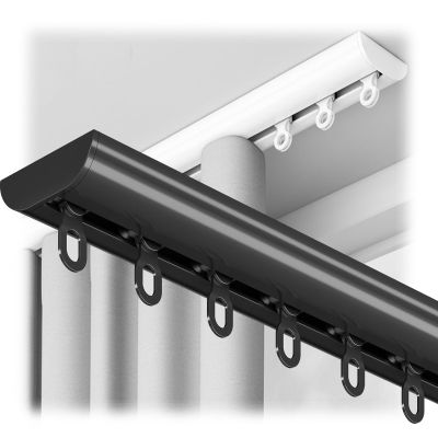 ACHZYFT Heavy Duty Curtain Track, Ceiling Mount Shower Curtain Rod Set, Aluminium Curtain Rails for Window Living Room, Bedroom, Bathroom(Size:2M,Color:Black)