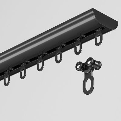 ACHZYFT Ultra-Thin Curtain Tracks, Curtain Single Tracks, Ceiling Mount Curtain Rail System, Aluminum Alloy Curtain Tracks Rail Set, for Living Room Bedroom Room Divider(Size:1.2M,Color:Black)