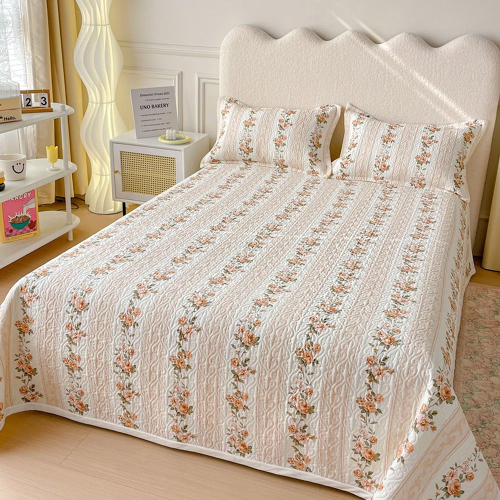 XHCTNN Bedspreads Queen Size, Soft Skin Friendly 3 Piece Bed Cover Set - Breathable Quilted Bedspread Lightweight All Seasons Sheet Bedding for Bedroom Travel Blanket(C,200 * 230cm/79 * 91")