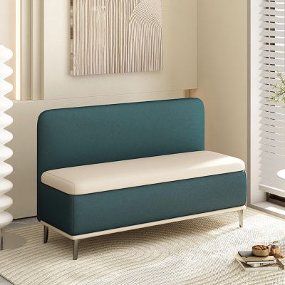 Storage upholstered bench with backrest, shoe-changing stool at entrance, living room sofa bench with sponge filling, using solid wood frame, suitable for shopping mall stores, living rooms, etc. ( Co