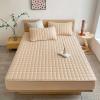 1pc Quilted Waterproof Mattrrotess Pector Soft Comfortable Solid Color Bedding Mattress Cover for Bedroom, Guest Room with Deep Pocket, Fitted Bed Sheet Only(Khaki, 78.74 * 86.61 * 11.81 inch) view 1