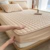 1pc Quilted Waterproof Mattrrotess Pector Soft Comfortable Solid Color Bedding Mattress Cover for Bedroom, Guest Room with Deep Pocket, Fitted Bed Sheet Only(Khaki, 78.74 * 86.61 * 11.81 inch) view 4