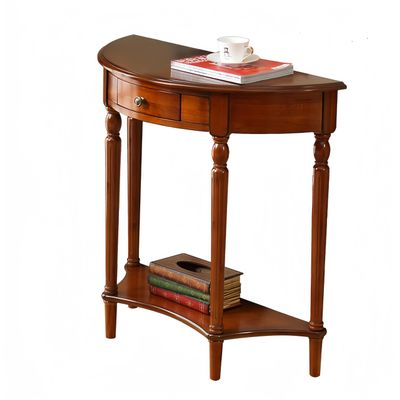 CYYTLFSD Solid Wood Console Table with Drawer, Semi-Circle Entryway Storage Shelf, Half-Moon Porch Table Side Elegant Vintage Sofa for Living Room (23.6" L x 11.8" W x 31.5" H)