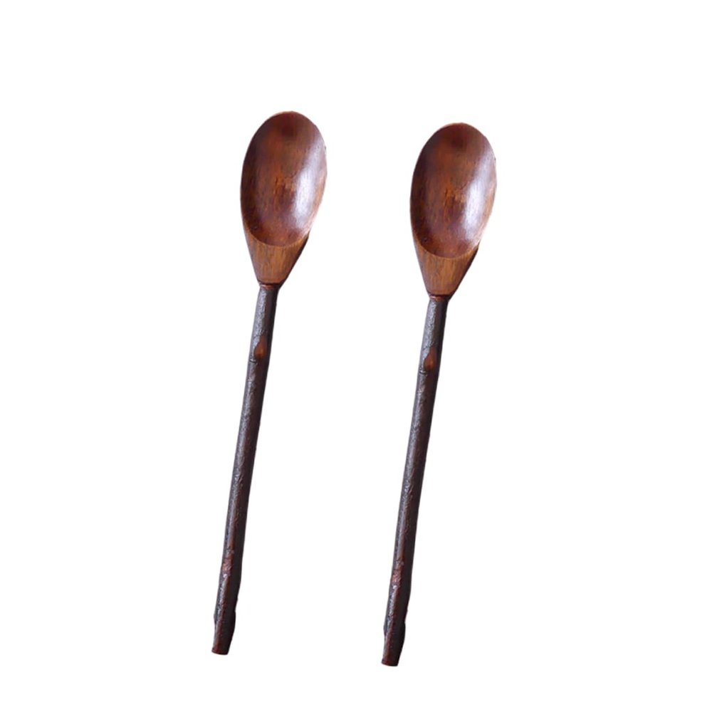 MAGICLULU 2pcs Natural Wood Spoon Unique Branch Design for Coffee Honey and Desserts Easy to Clean Tableware for Home Restaurant and Picnics