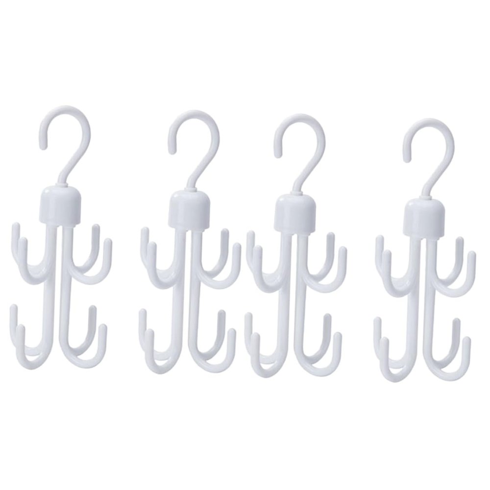 MAGICLULU 4pcs Rotatable Eight Hooks Organizer for Home Multifunctional Closet Rack for Ties Scarves Shoes White Design for Accessories and Clothing