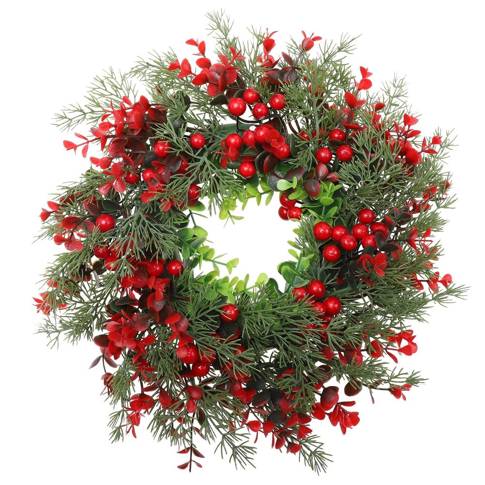 Wreath Door Christmas Garland Berry Red Winter Front Artificial Twig Xmas Tree Staircase Hanger Mantle Fireplace