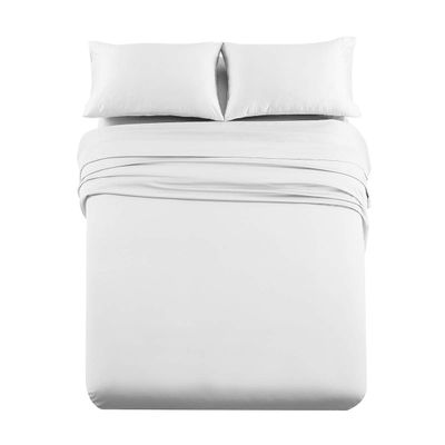 Royal Tradition King Cotton Sateen Sheet Set  Oversized Fitted Sheet with 22 Deep Pockets, Smooth & Luxurious Bedding, White, Crafted in The USA with Imported Fabric