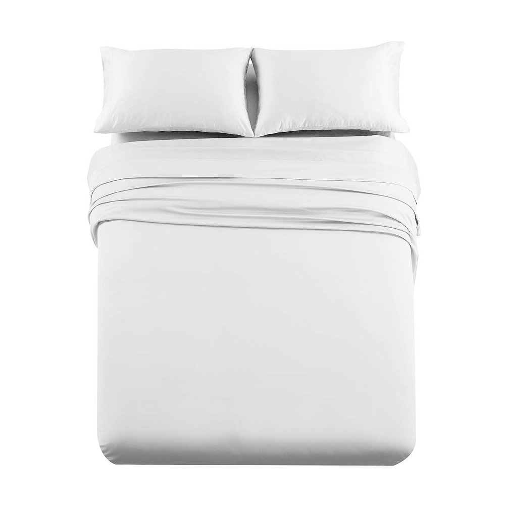 Royal Tradition King Cotton Sateen Sheet Set Oversized Fitted Sheet with 22 Deep Pockets, Smooth & Luxurious Bedding, White, Crafted in The USA with Imported Fabric