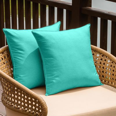 NiNi ALL Waterproof Outdoor Pillow Covers 20x20 Set of 2 Patio Aqua Green