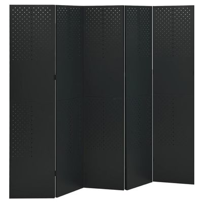 Metal Frame Privacy Screen,Decorative Backdrop,Sunshade,Indoor Temporary Walls,5-Panel Room Divider Black 78.7"x70.9" Steel